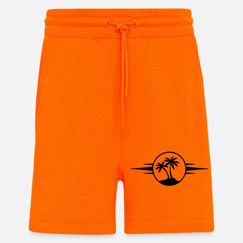 Icône du palmier de l’île - Short bio décontracté fabriqué en UE - SUNSET ORANGE