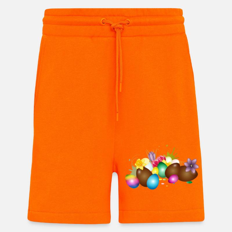 Schoko-Ostereier mit bunten Eiern und Blumen  - Shorts - made by SPREAD - SUNSET ORANGE