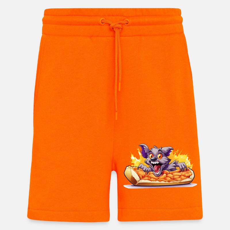 Feu de fromage monstre pizza - Short bio décontracté fabriqué en UE - SUNSET ORANGE
