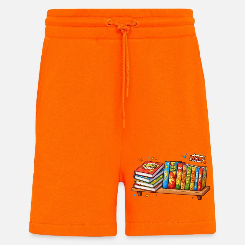 Regal mit Büchern Comic Cartoon Stil - Shorts - made by SPREAD - SUNSET ORANGE