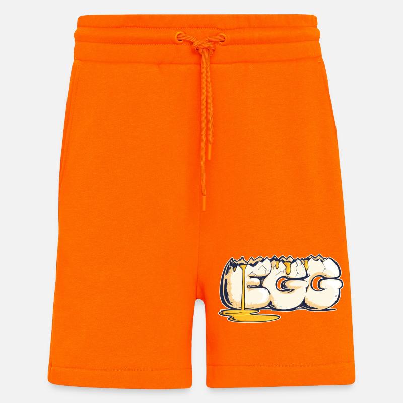 Egg, mot dessiné (2) - Short bio décontracté fabriqué en UE - SUNSET ORANGE