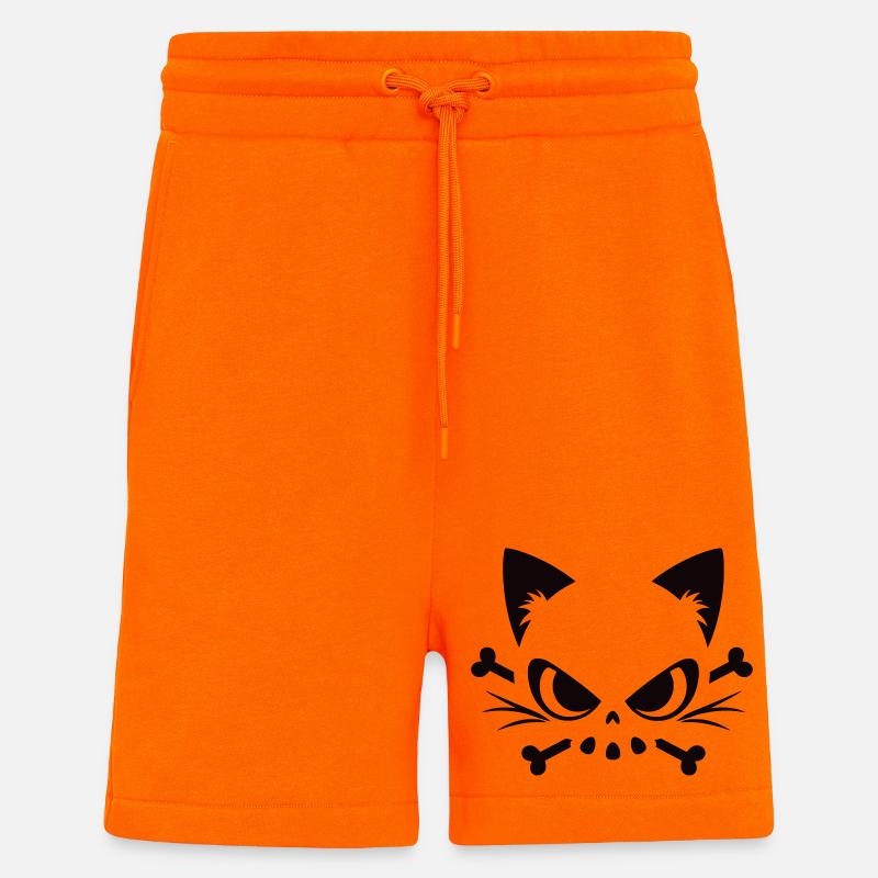 Cats Skull | Minimal Skull & Bones motif - Shorts - made by SPREAD - SUNSET ORANGE