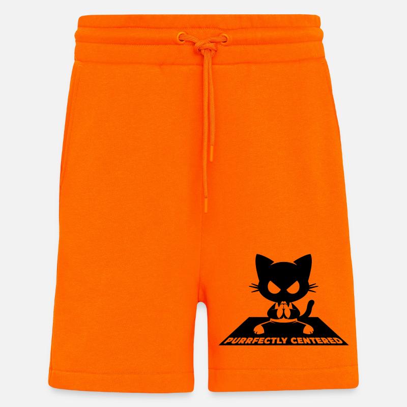 Yoga pour chats parfaitement centré - Short bio décontracté fabriqué en UE - SUNSET ORANGE