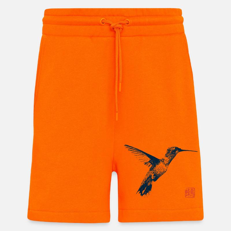 Kolibri mit Kanji Stempel - Shorts - made by SPREAD - SUNSET ORANGE