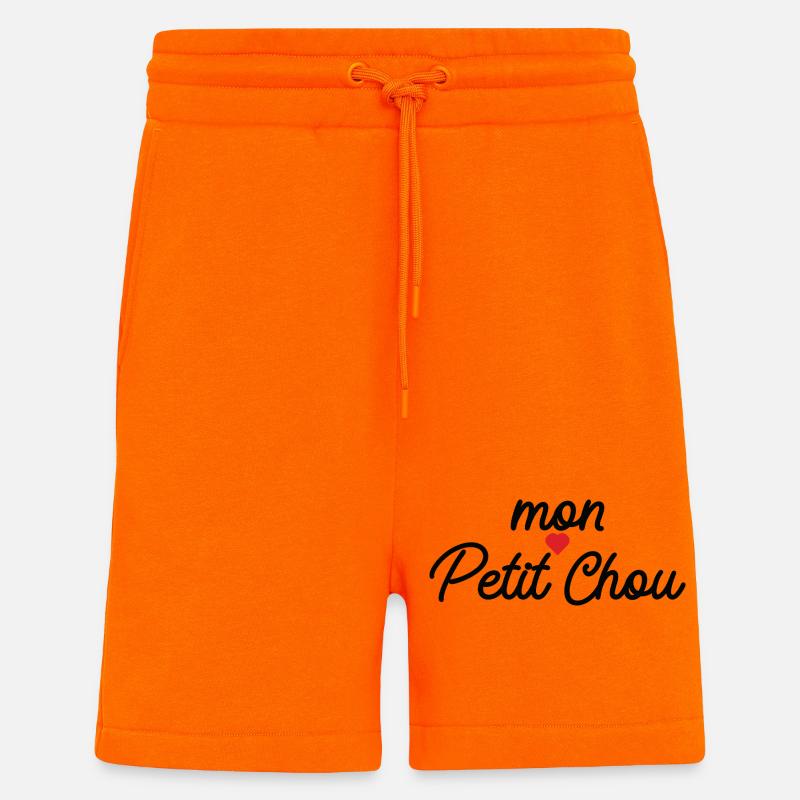 Mon Petit Chou Script Coeur - Short bio décontracté fabriqué en UE - SUNSET ORANGE