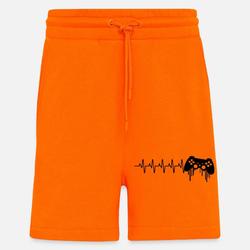 Heartbeat gaming controller - Shorts - made by SPREAD - SUNSET ORANGE