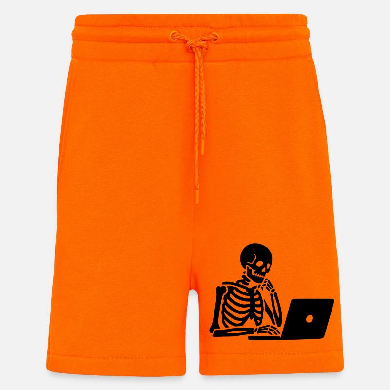 Skeleton on laptop computer - Shorts - made by SPREAD - SUNSET ORANGE