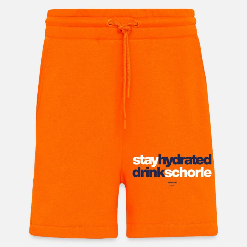 Restez hydraté, boissons spritzer - Short bio décontracté fabriqué en UE - SUNSET ORANGE