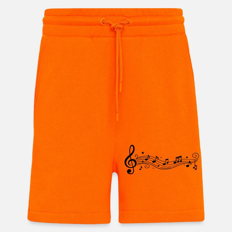 Notes musicales Clés de mélodie - Short bio décontracté fabriqué en UE - SUNSET ORANGE
