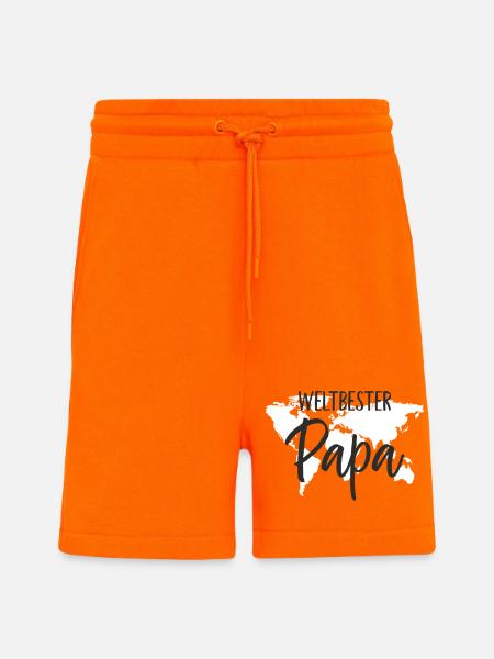 Weltbester Papa – Herzvolles Weltkugel-Design - Shorts - made by SPREAD - SUNSET ORANGE