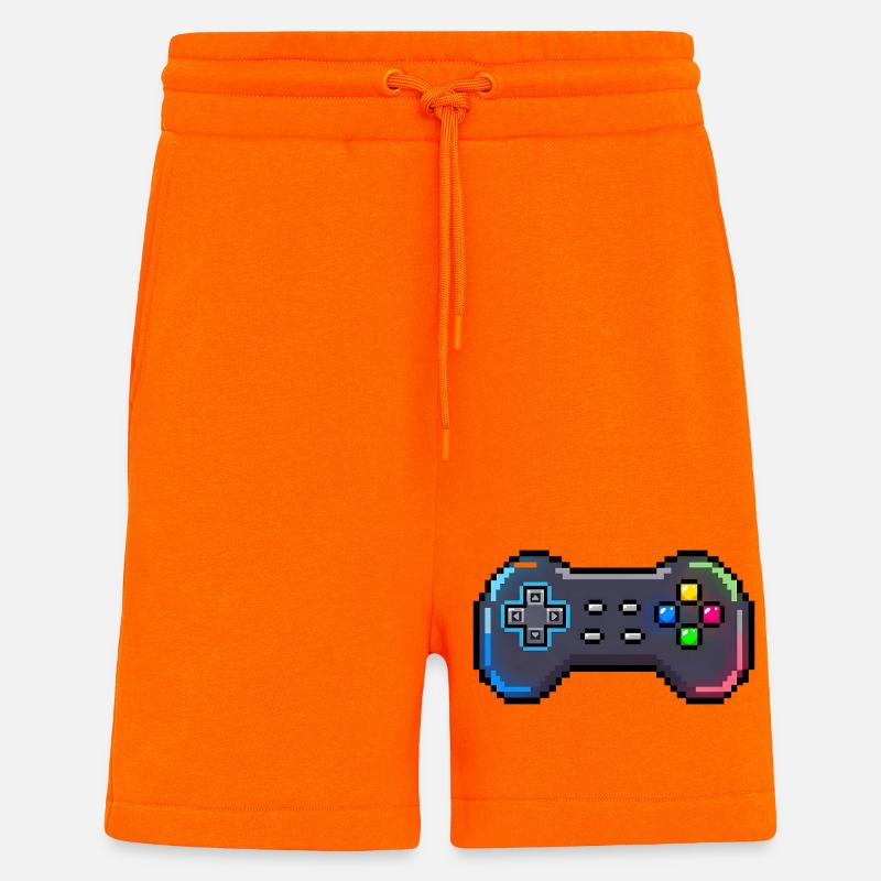 Retro-Gamepad Neon-Pixelstil - Shorts - made by SPREAD - SUNSET ORANGE