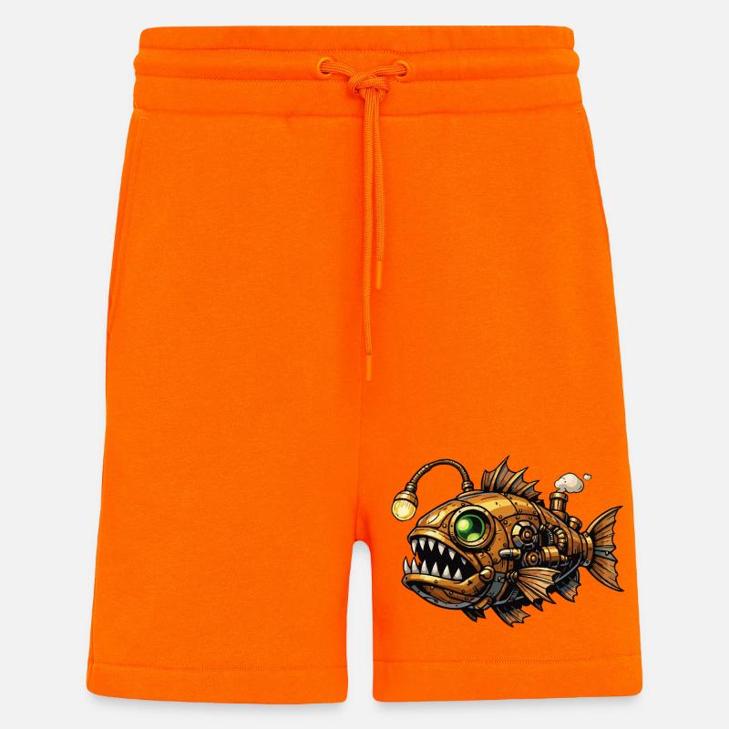 Piranha des Profondeurs Steampunk - Short bio décontracté fabriqué en UE - SUNSET ORANGE
