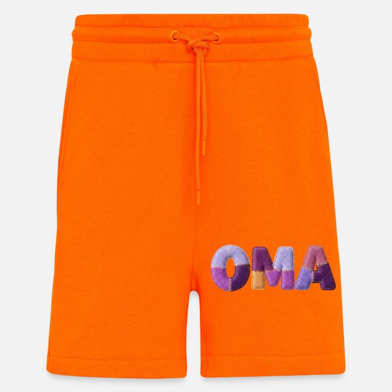 Grand-mère Patchwork Letters : Tendance majeure - Short bio décontracté fabriqué en UE - SUNSET ORANGE