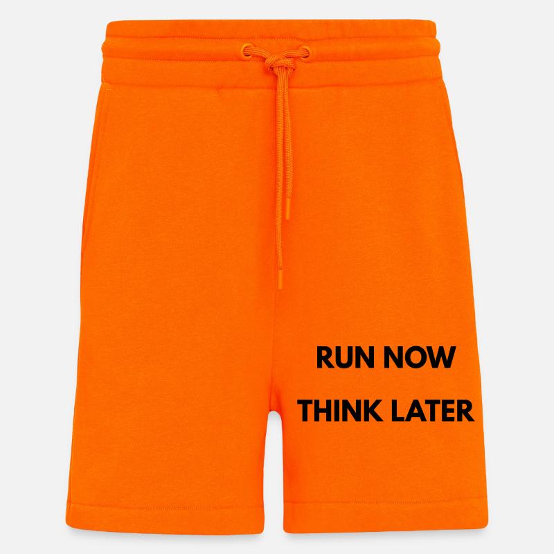 Running Motivation Run Now Think Later - Short bio décontracté fabriqué en UE - SUNSET ORANGE