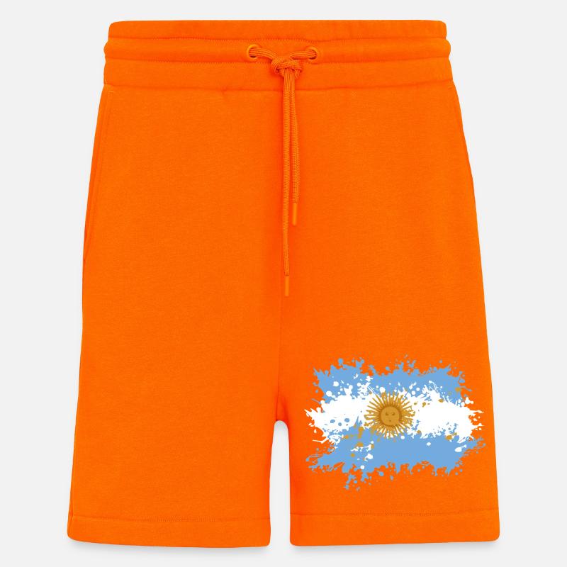 Éclaboussure du drapeau argentin - Short bio décontracté fabriqué en UE - SUNSET ORANGE