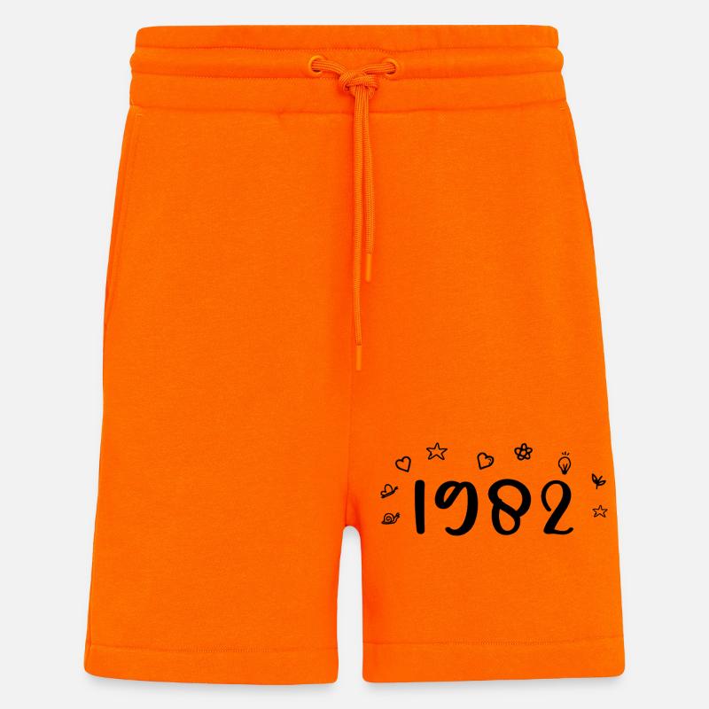 1982 Anniversaire 1982 Retro 1982 - Short bio décontracté fabriqué en UE - SUNSET ORANGE
