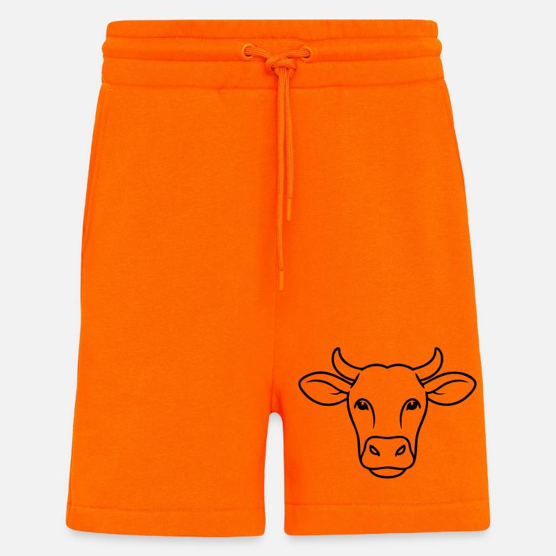 Kuh Kopf Line Art Minimal - Shorts - made by SPREAD - SUNSET ORANGE