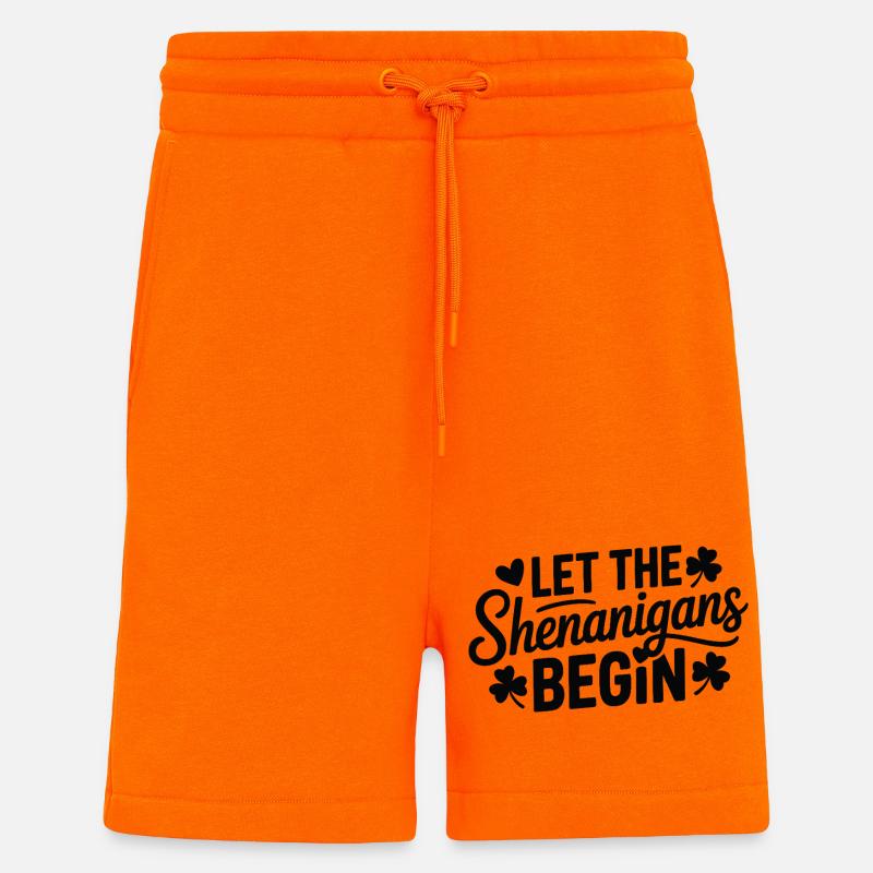 Shenanigans Begin Shamrock Script - Shorts - made by SPREAD - SUNSET ORANGE