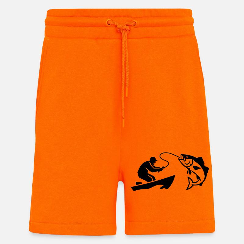 Silhouette de poisson pêcheur bateau - Short bio décontracté fabriqué en UE - SUNSET ORANGE