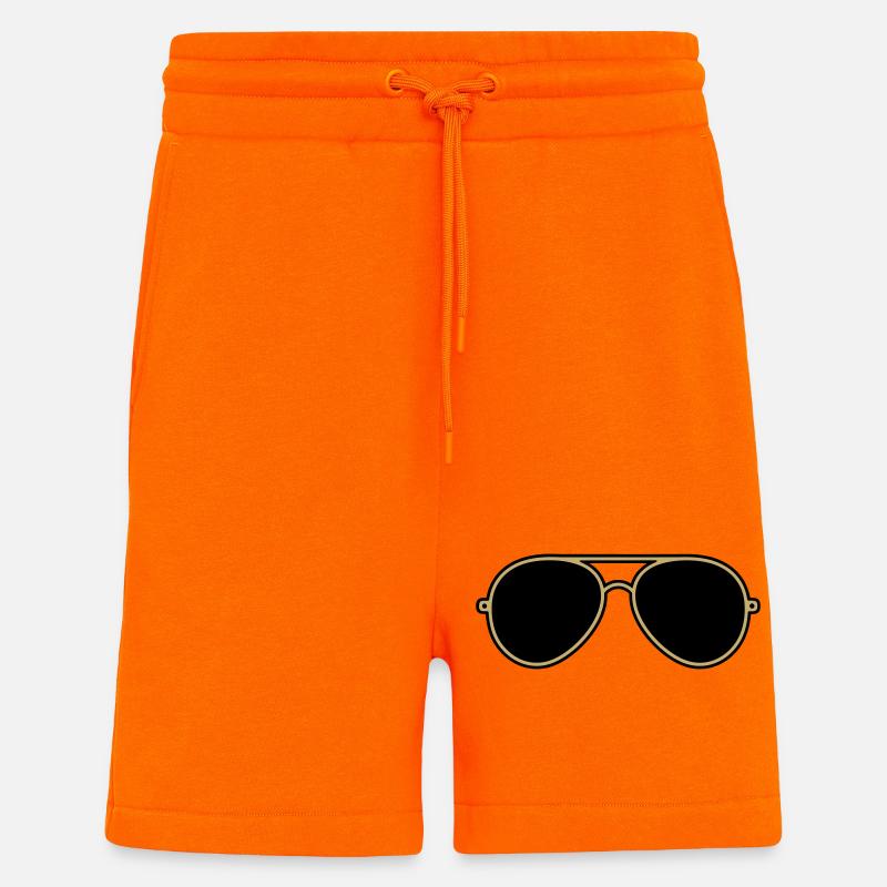 Ikoniske guld- og sorte pilotbriller - Organic relaxed shorts made in EU - SUNSET ORANGE