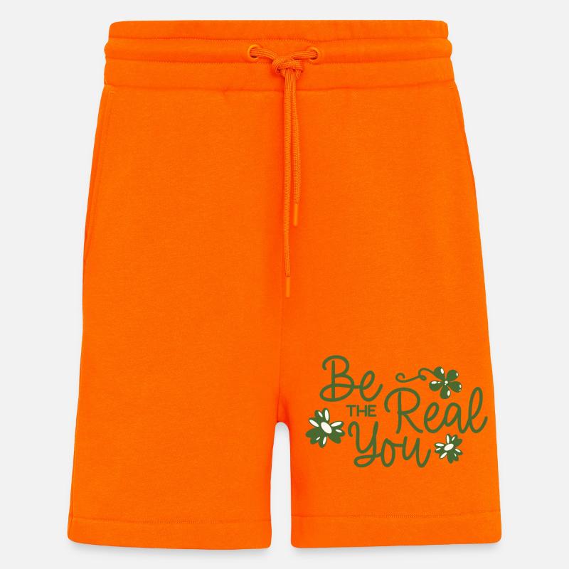 Sei der echte Du Blumenschrift - Shorts - made by SPREAD - SUNSET ORANGE
