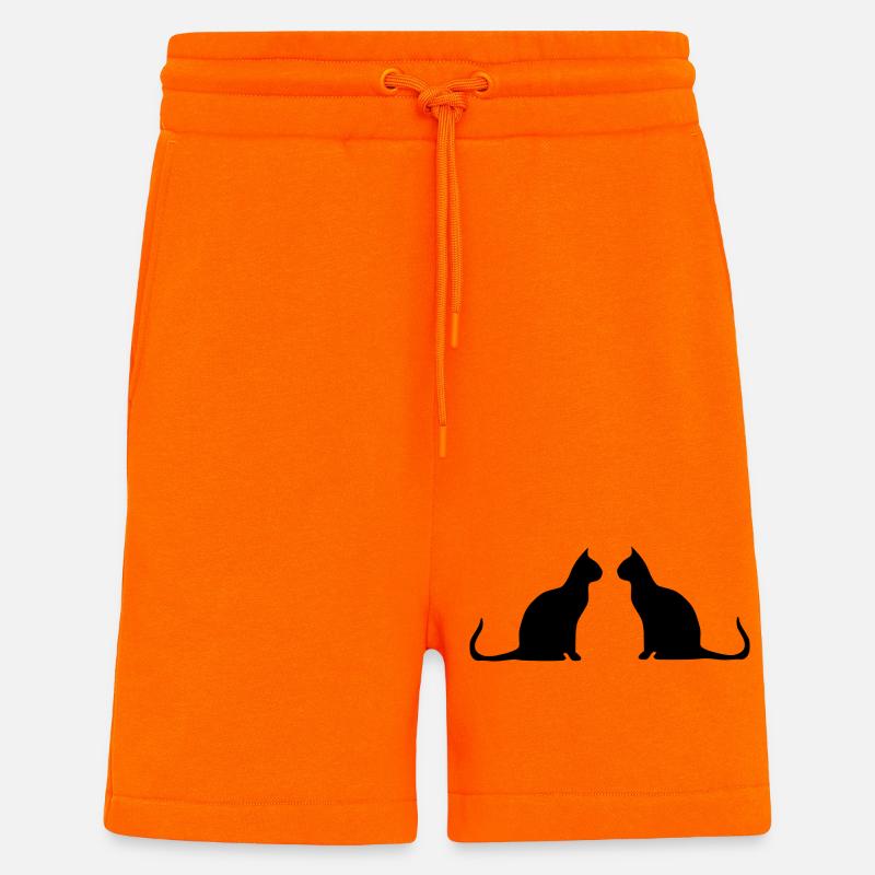 Schwarze Katze 2 Katzen Silhouetten Geschenk - Shorts - made by SPREAD - SUNSET ORANGE