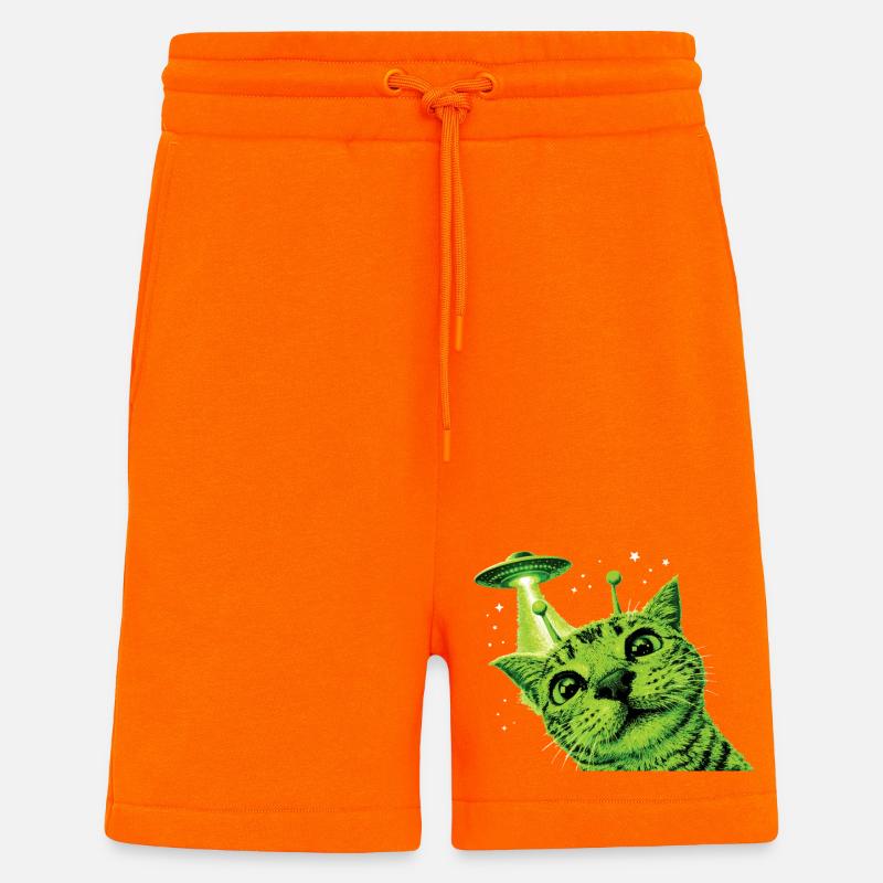 OVNI Alien Cat - Short bio décontracté fabriqué en UE - SUNSET ORANGE