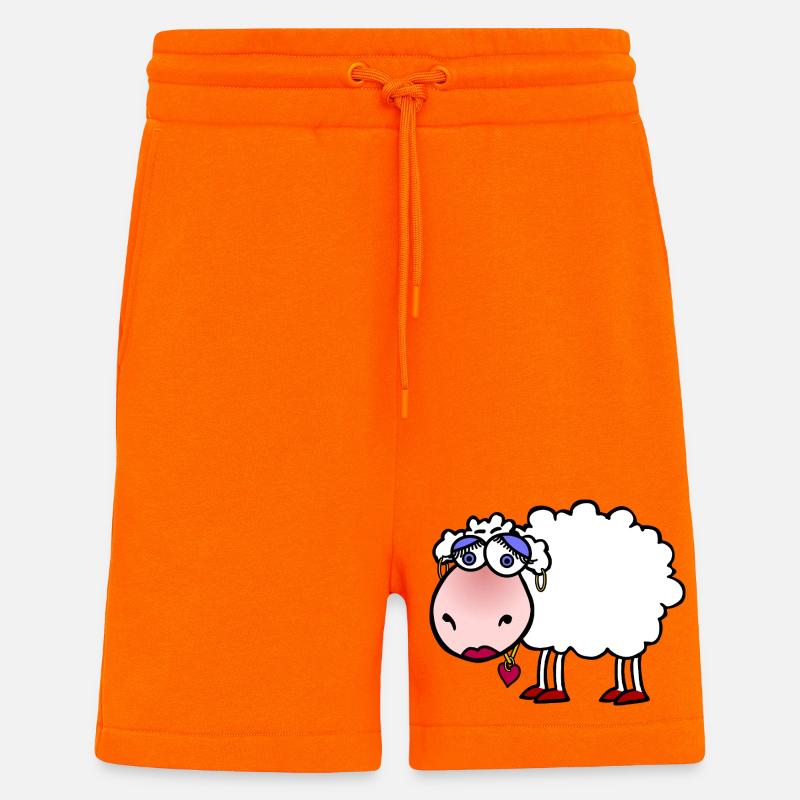 Pecore coccolone con ciondolo a cuore - Pantaloncini ecologici casual Made in UE - SUNSET ORANGE