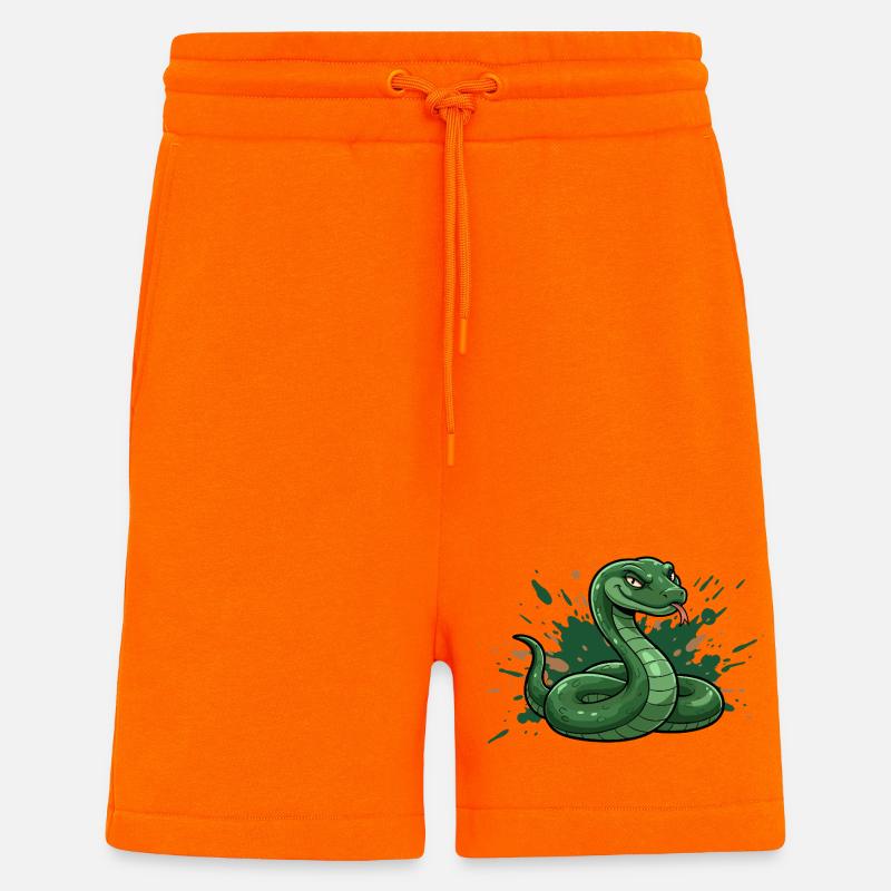 Grüne Comic-Schlange mit Spritz-Splash - Shorts - made by SPREAD - SUNSET ORANGE