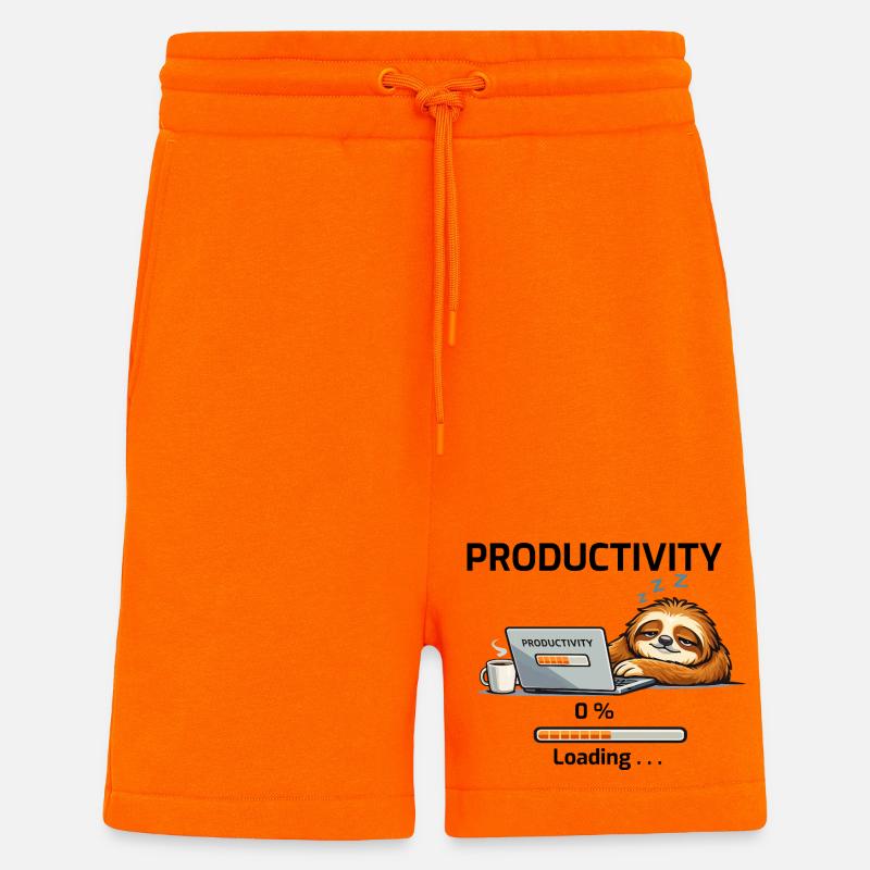 Productive Sloth on Laptop - Shorts - made by SPREAD - SUNSET ORANGE