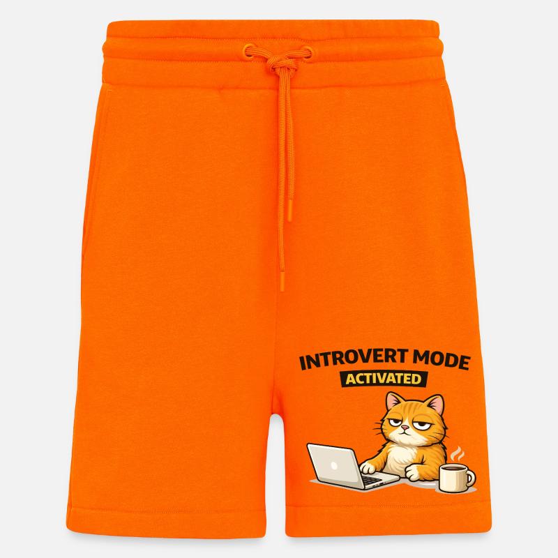 Introvert Mode Activated Cat - Shorts - made by SPREAD - SUNSET ORANGE