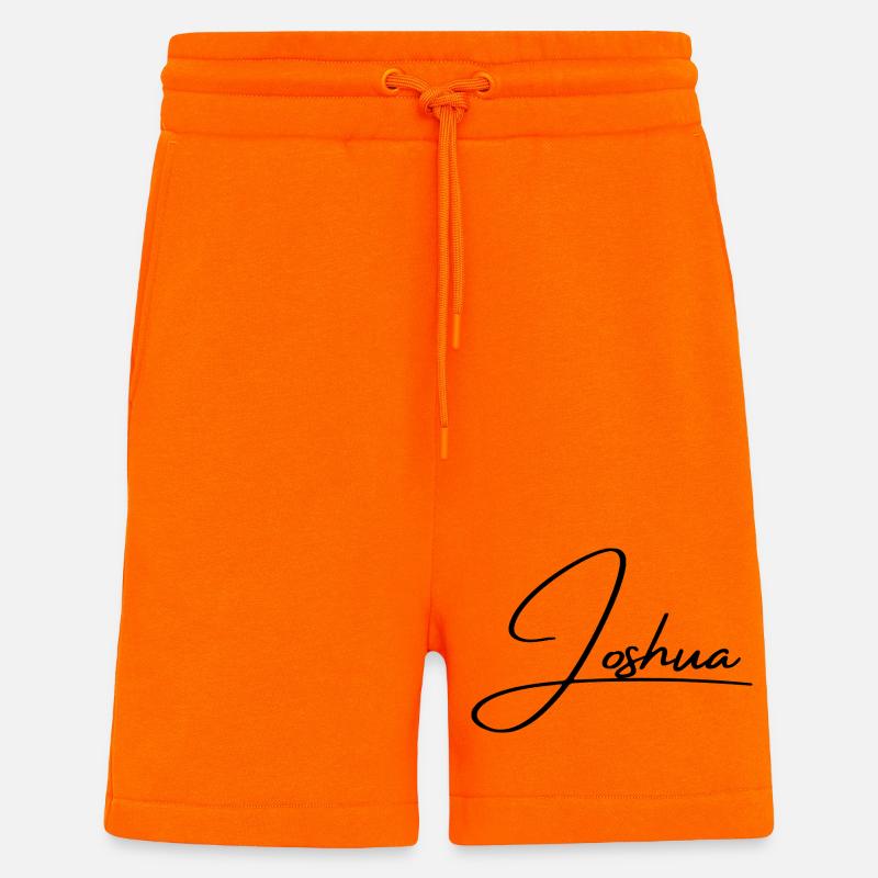 Joshua Name - Elegant Cursive Script - Shorts - made by SPREAD - SUNSET ORANGE