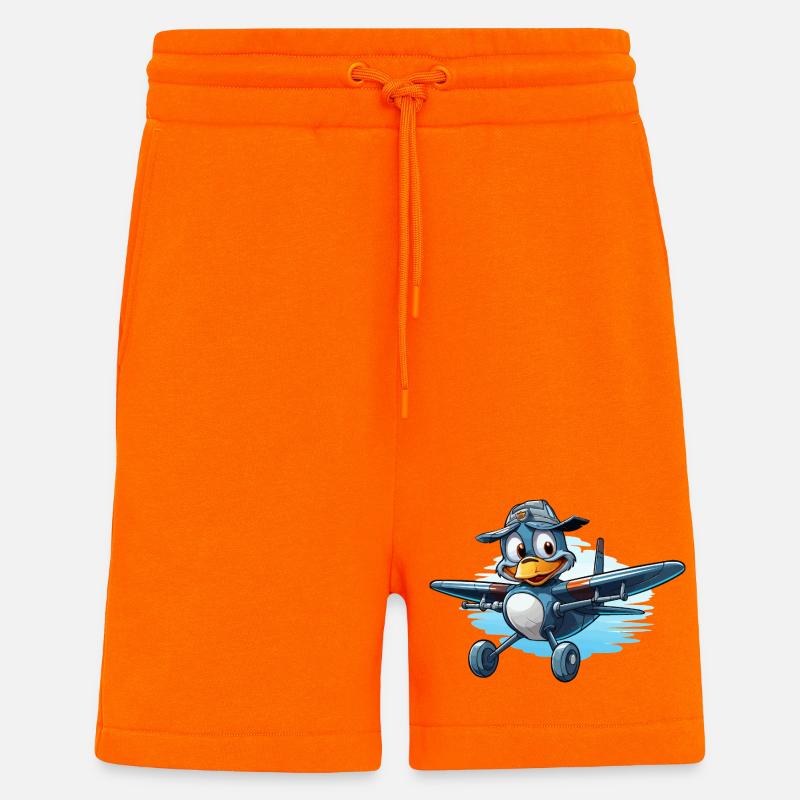Pinguin Pilot im Luftflugzeug - Shorts - made by SPREAD - SUNSET ORANGE