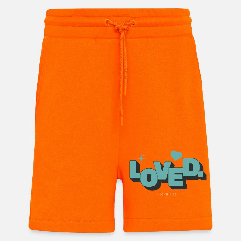 Aimé 1 Jean 4:16 Foi chrétienne - Short bio décontracté fabriqué en UE - SUNSET ORANGE