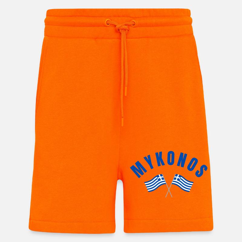 Drapeaux grecs de Mykonos - Short bio décontracté fabriqué en UE - SUNSET ORANGE
