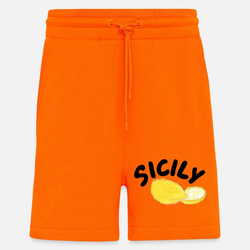 Illustration des citrons de Sicile - Sicile - Short bio décontracté fabriqué en UE - SUNSET ORANGE
