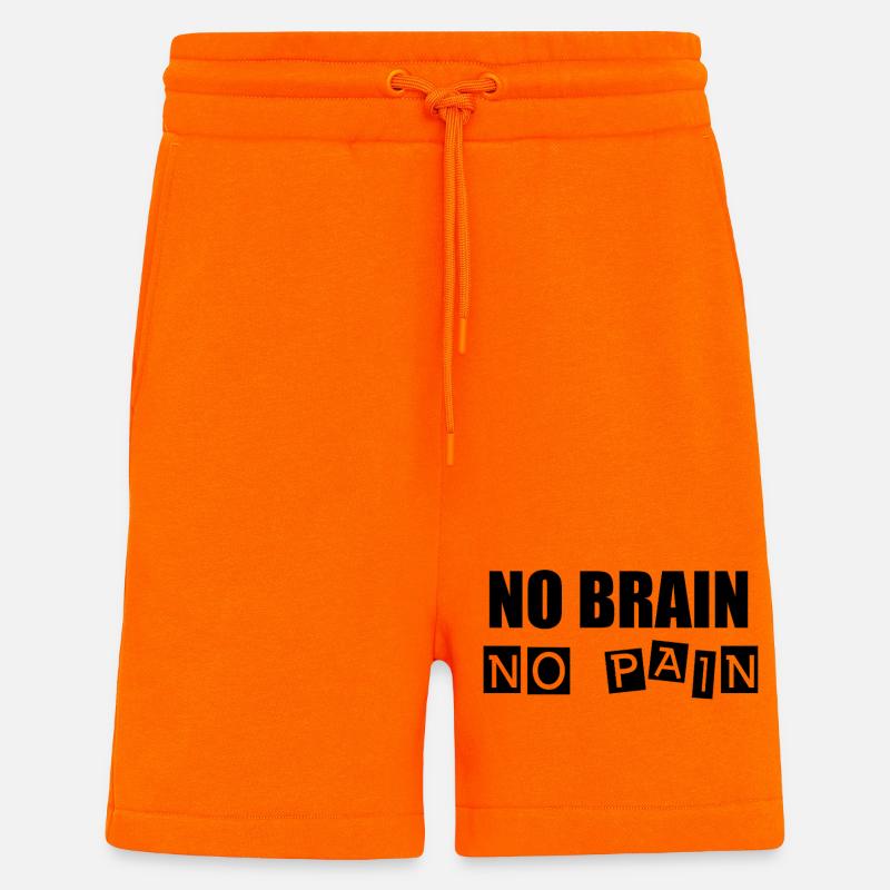 Pas de cerveau, pas de douleur - Short bio décontracté fabriqué en UE - SUNSET ORANGE