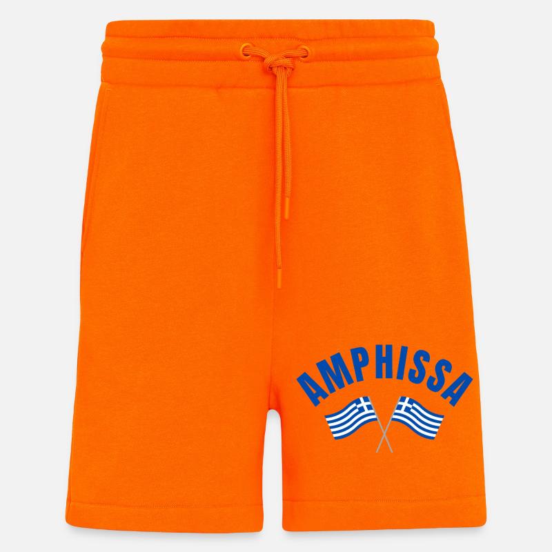 Amphissa Drapeaux grecs - Short bio décontracté fabriqué en UE - SUNSET ORANGE