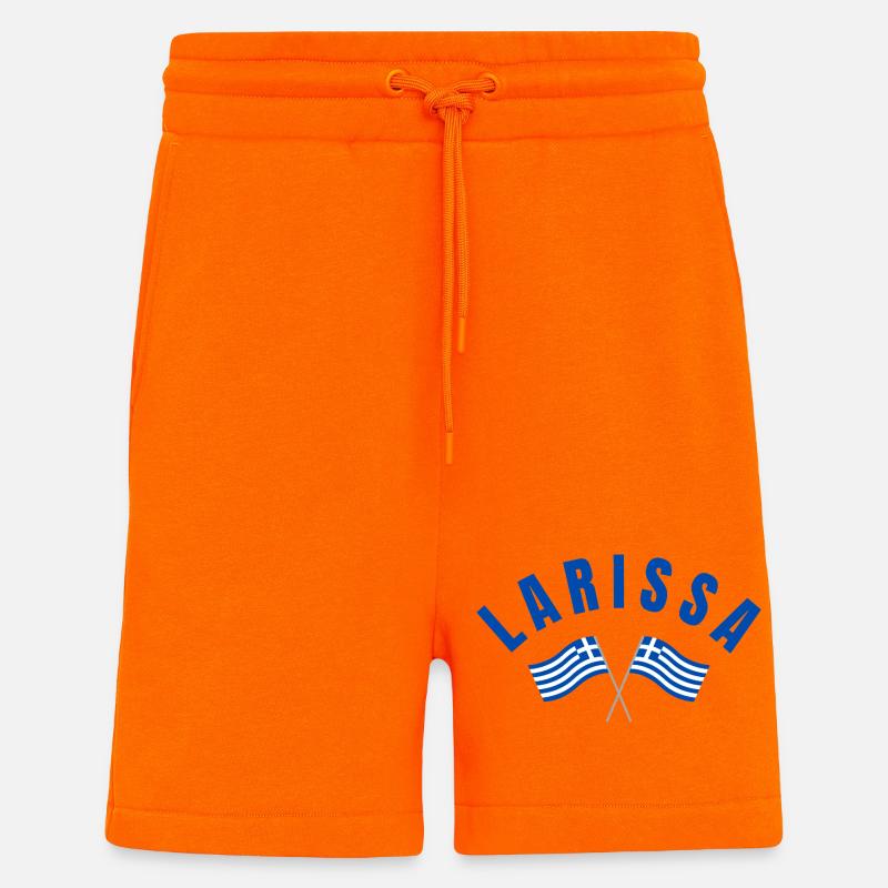 Drapeaux grecs de Larissa - Short bio décontracté fabriqué en UE - SUNSET ORANGE