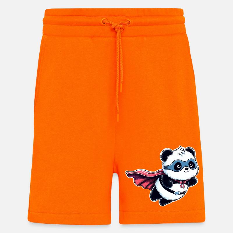 Panda Ours Héros Super-héros Teddy - Short bio décontracté fabriqué en UE - SUNSET ORANGE