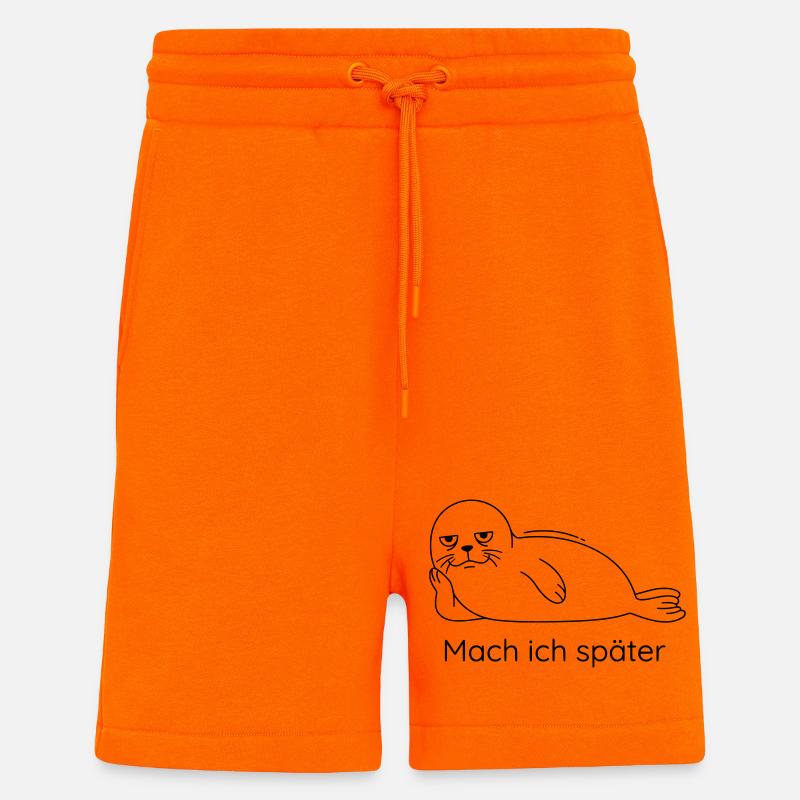 Mach Ich Später Robbe Faulheit Prokrastination - Shorts - made by SPREAD - SUNSET ORANGE