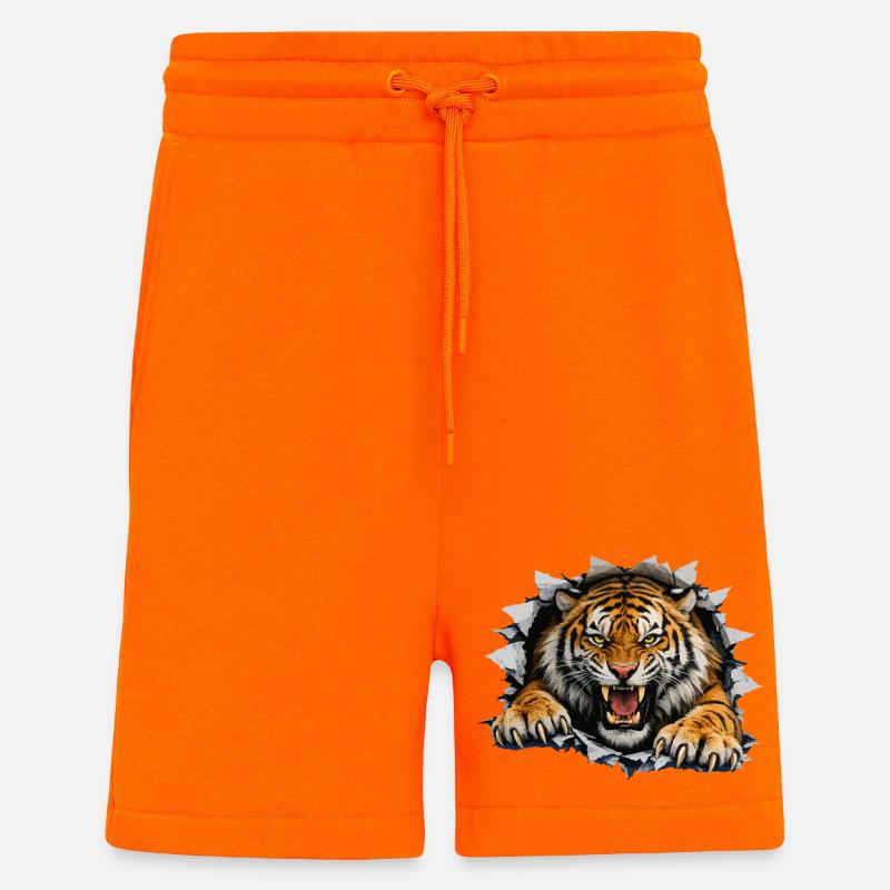 Tiger Breakthrough auf Kleidung - Shorts - made by SPREAD - SUNSET ORANGE