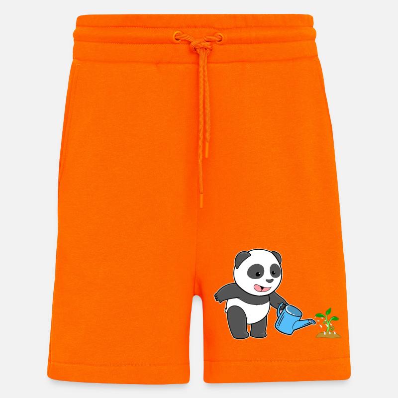 Panda Pandabär Gärtner Gießkanne - Shorts - made by SPREAD - SUNSET ORANGE