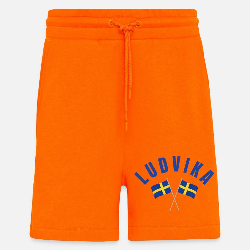 Drapeaux de Ludvika Suède - Short bio décontracté fabriqué en UE - SUNSET ORANGE