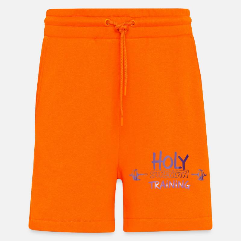 Holy Strength Training Christian Design d’entraînement - Short bio décontracté fabriqué en UE - SUNSET ORANGE