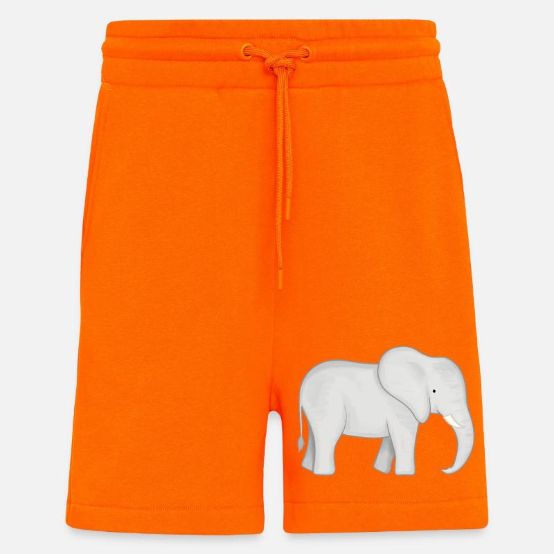 Dessin de l’éléphant blanc - Short bio décontracté fabriqué en UE - SUNSET ORANGE