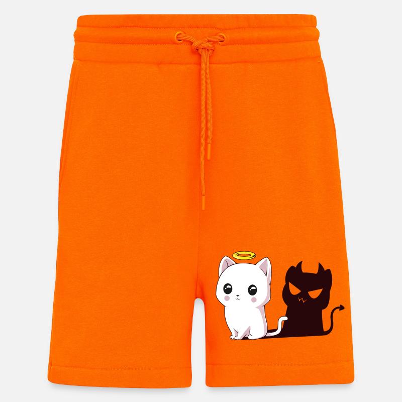 Kawaii Angel Cat with Devil Shadow - Shorts - made by SPREAD - SUNSET ORANGE
