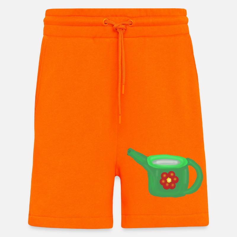 Grüne Gießkanne mit roter Blume - Shorts - made by SPREAD - SUNSET ORANGE
