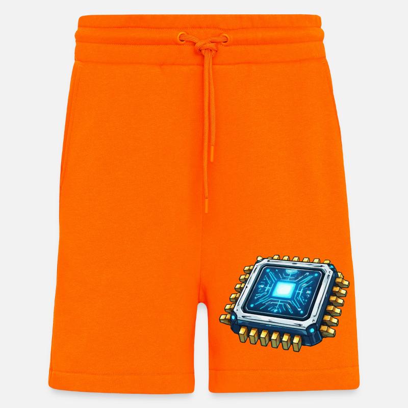 Leuchtender Mikrochip Digitalkern - Shorts - made by SPREAD - SUNSET ORANGE