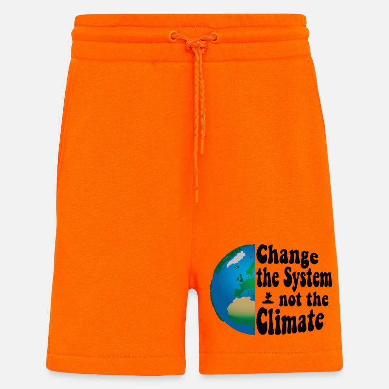 Changer le système, pas le climat - Short bio décontracté fabriqué en UE - SUNSET ORANGE